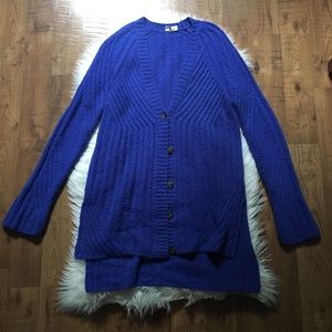 Anthropologie Moth Cobalt Blue Wool Blend Midi Long Cardigan
